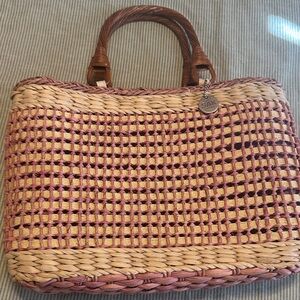 The Sak Pink and Tan Woven Tote